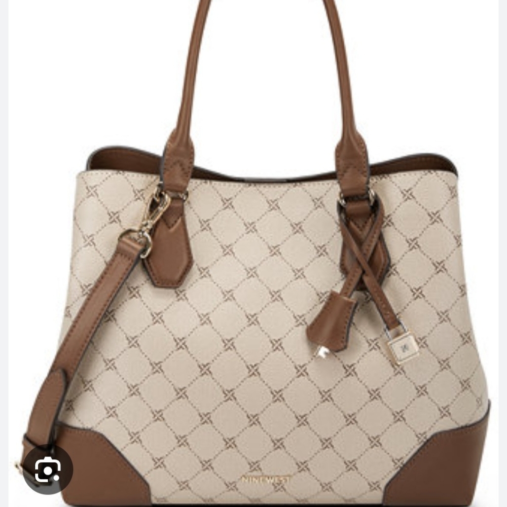 Nine West Beige and Brown Tote Bag